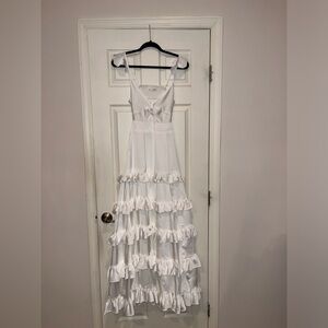 ALTARD STATE LONG LAYERED WHITE/IVORY DRESS